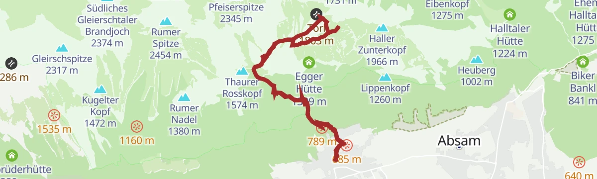 Route map: Thaurer Zunterkopf - der kleine Nachbar vom Bettelwurf